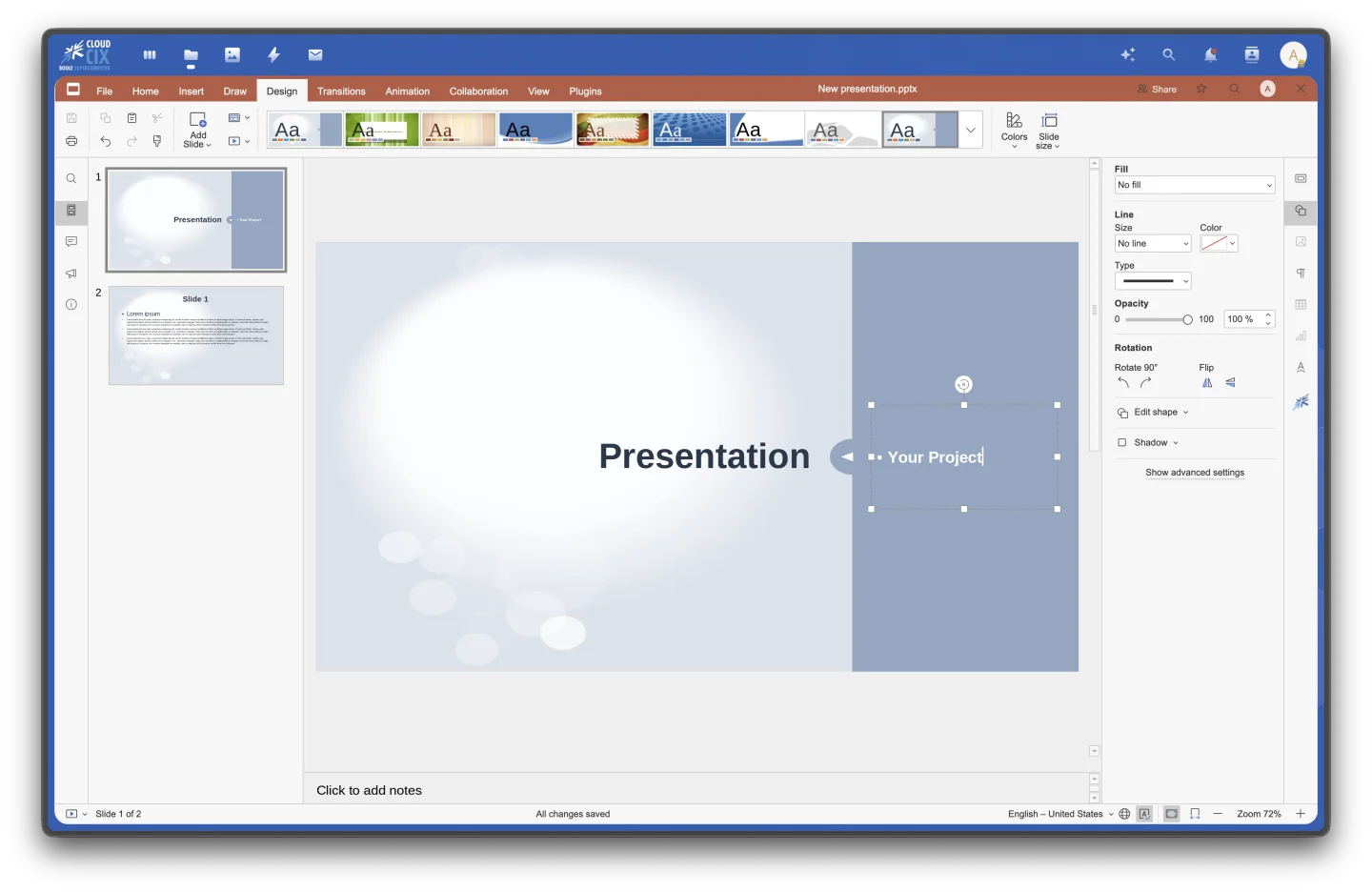 CloudCIX Slides browser-based presentation editor